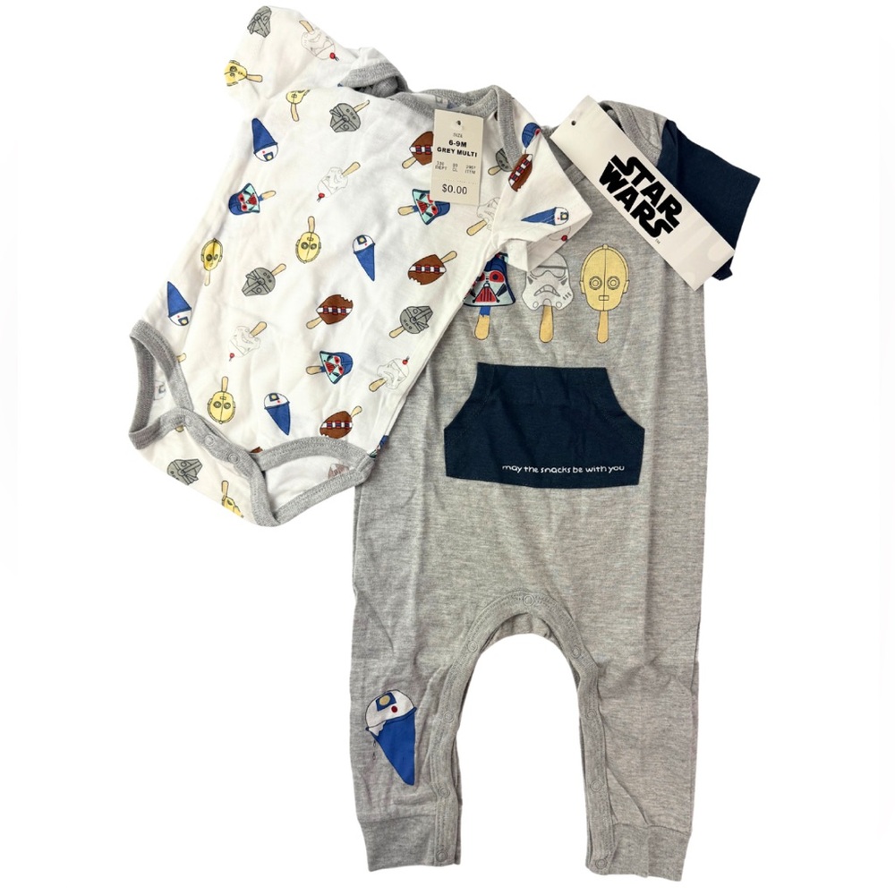 Happy Threads Star Wars Gray and White Baby Outfit Set -‎ 6-9 Months